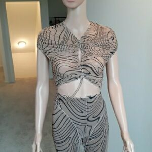 SOLD Mugler Tan Jumpsuit with Sleek Silhouette small top, medium bottom